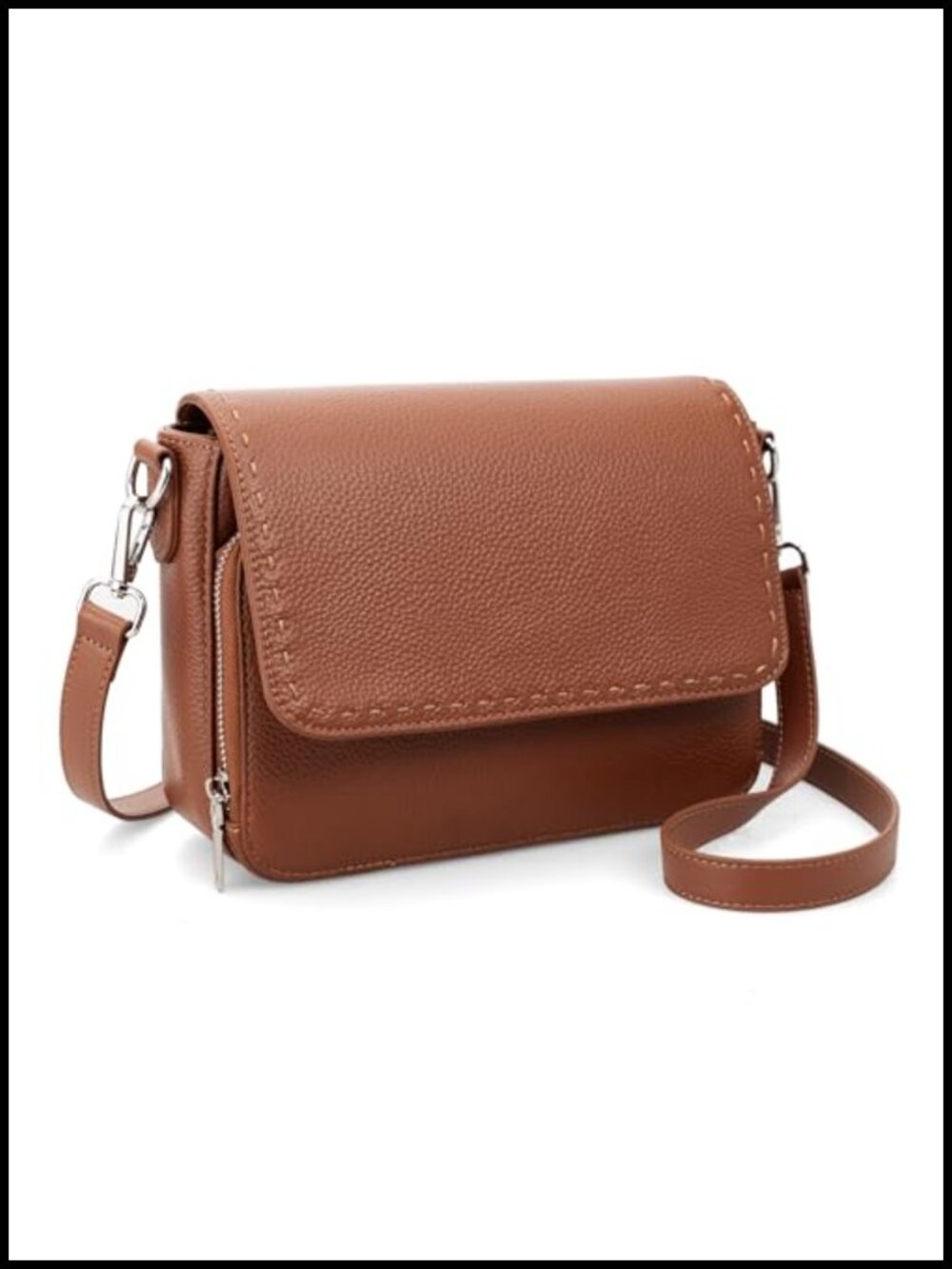 Genuine Leather Crossbody Bag with Built In RFID Wallet